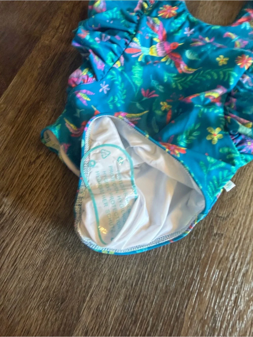 Posh Peanut tropical One Piece Ruffled Flutter Sleeve Swimsuit Size 4